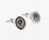 Round silver cufflinks with photo facility