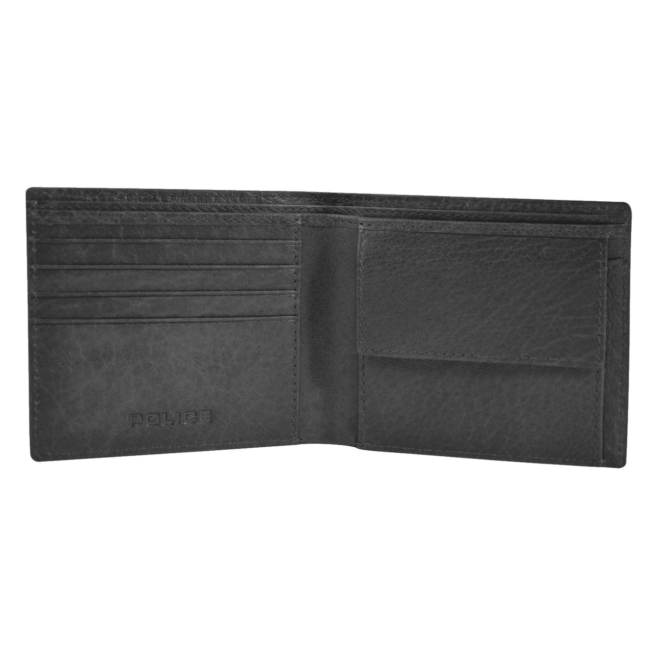Black Leather Pocket Organizer Bifold Wallet