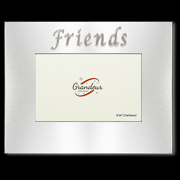 Friends silver metal photo frame with metal enamel look embossed friends , holds 4x6 inch picture