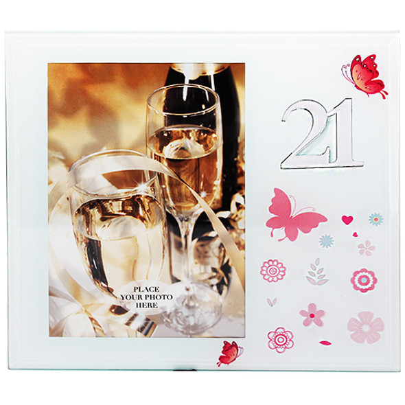 18th to 80th Birthday glassed butterfly themed photo frame metal embossed