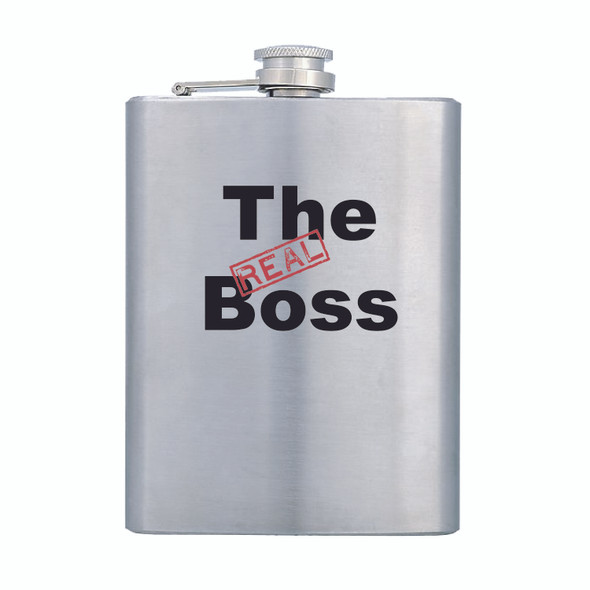 Wedding Hip flask Stainless steel The Boss or The Real Boss - REAL Red Black