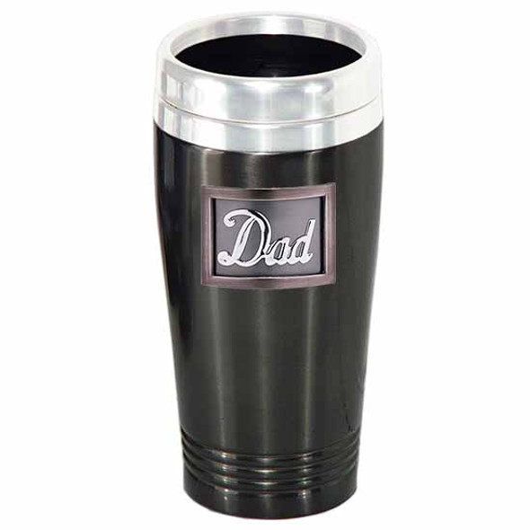 Dad or Pop Black Coffee travel mug matt finish Dad or Pop Pewter framed badge