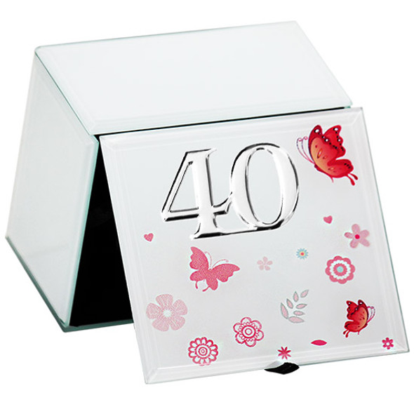 18th to 80th Birthday Jewellery box trinket glass butterfly themed enamel look