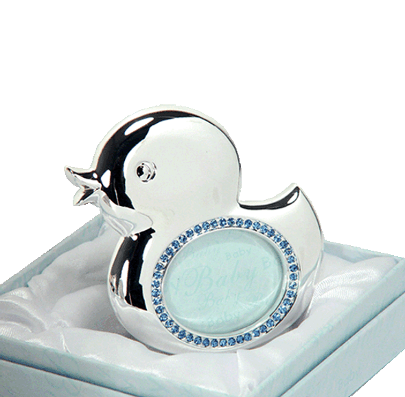 Mini duck shape photo frame with blue crystals