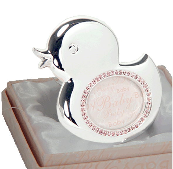 Mini duck shape photo frame with pink crystals
