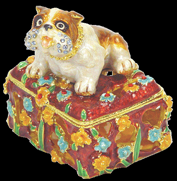 Jewellery box traditional dog look enamelled