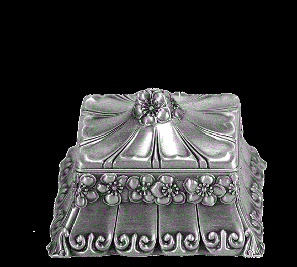 Jewellery box small pewter floral design