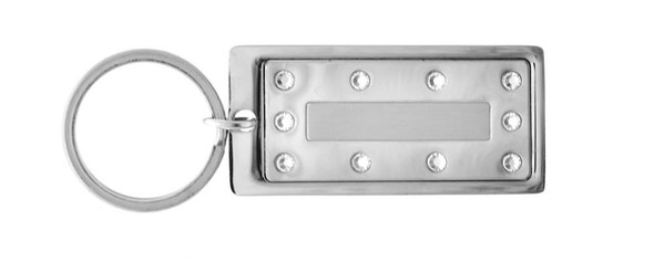 Engravable rectangle keychain with crystals