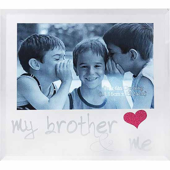 My brother & me glass photo frame, holds 4x6 inch picture