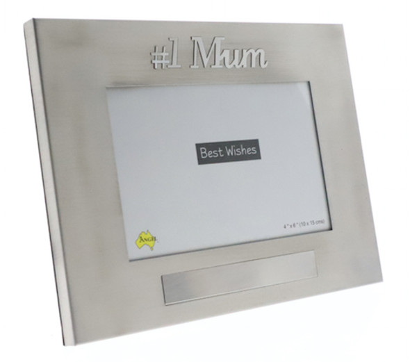 Number 1 mum pewter photo frame with engravable space