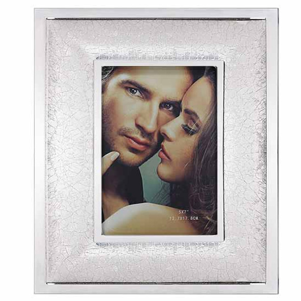 Silver two toned glittered photo frame, holds 5x7 inch picture