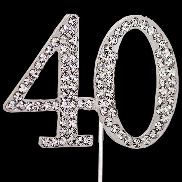 40th birthday cake topper with crystal design