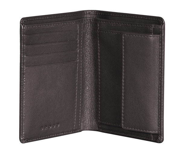 RFID blocking mens oak brown genuine leather 4 slot card wallet coin holder