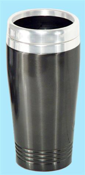 Black plain stainless steel coffee travel mug with matt finish