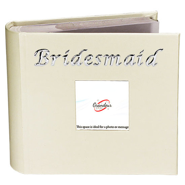 Bridesmaid White leather photo album photo space on front cover enamel look