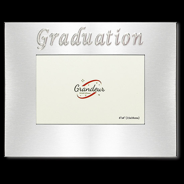 Graduation silver metal photo frame with metal enamel look embossed