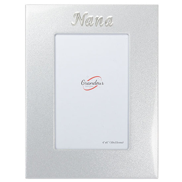 Mum Dad or Nana metallic grey photo frame with metal enamel look