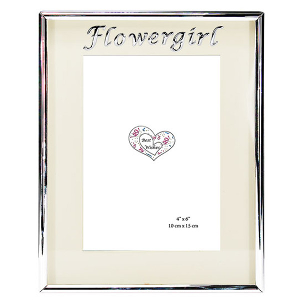 Flower girl silver metal photo frame with metal enamel look