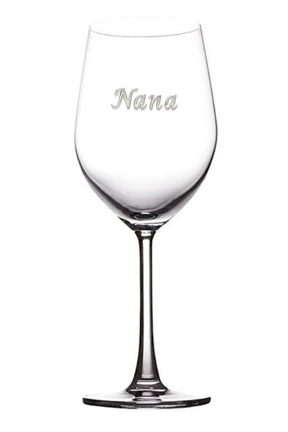 Nana Wine glass with metal enamel look with embossed Nana  holds 590ml