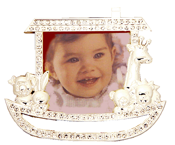 Noahs Ark theme photo frame with crystal design holds 3x3 inch picture
