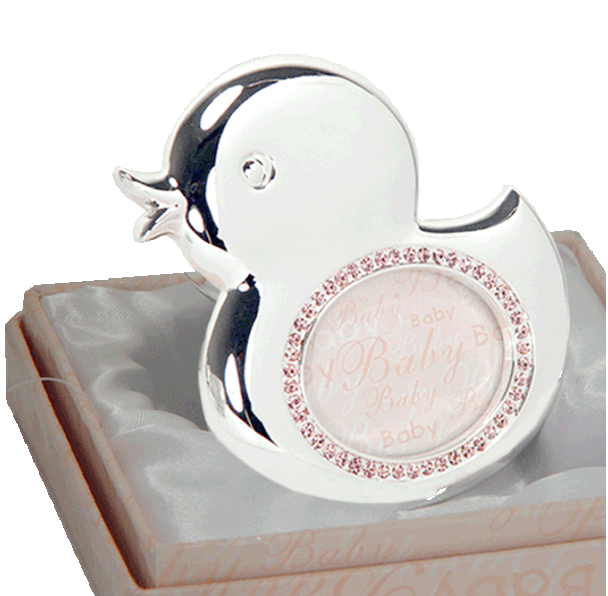 Mini duck shape photo frame with pink crystals