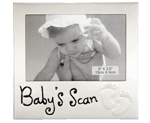 Silver photo frame for baby scan holds 5"x3.5" inch picture