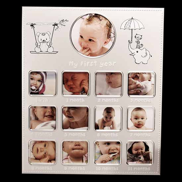 Silver my first year baby collage photo frame