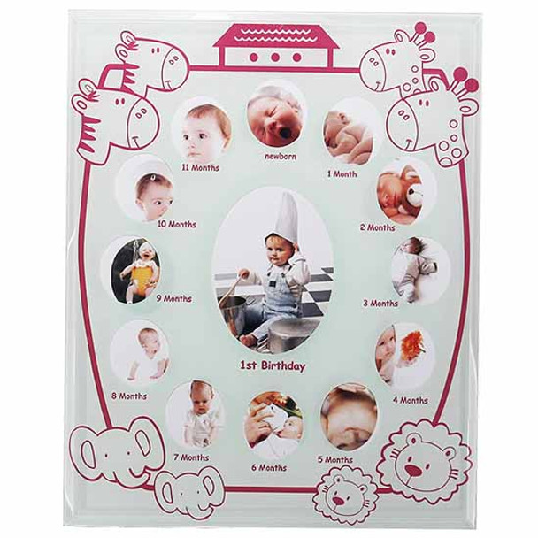 Pink glassed noahs ark theme collage photo frame for girls