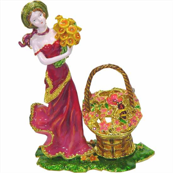 Jewellery box traditional lady figure with floral design