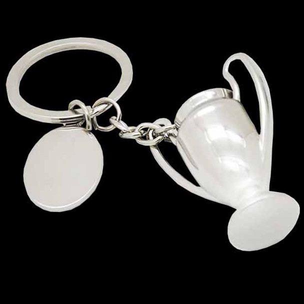 Silver trophy cup shape keychain