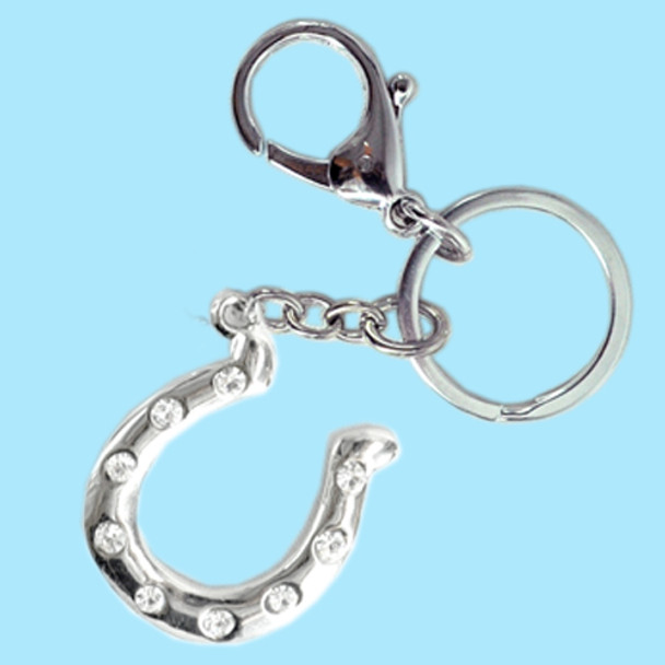 Silver horseshoe shape keychain silver crystal design