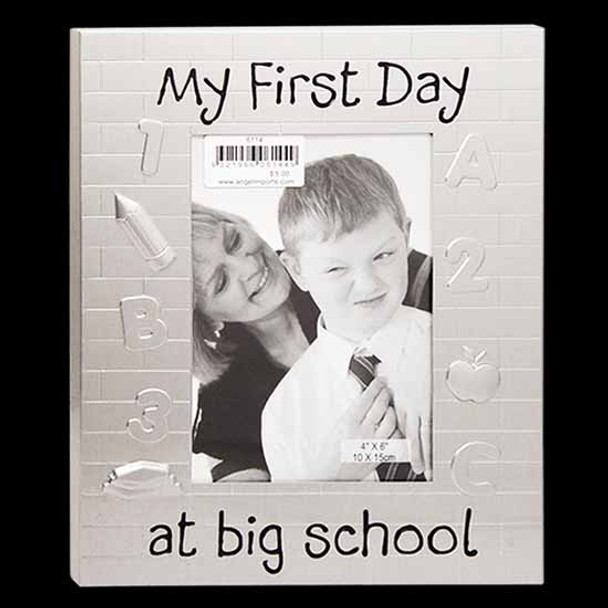 My first day at school photo frame with numbers in Alpahabet imprints