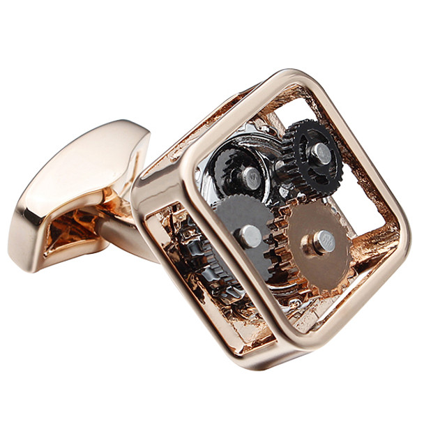 Square rose gold watch movement cuff links