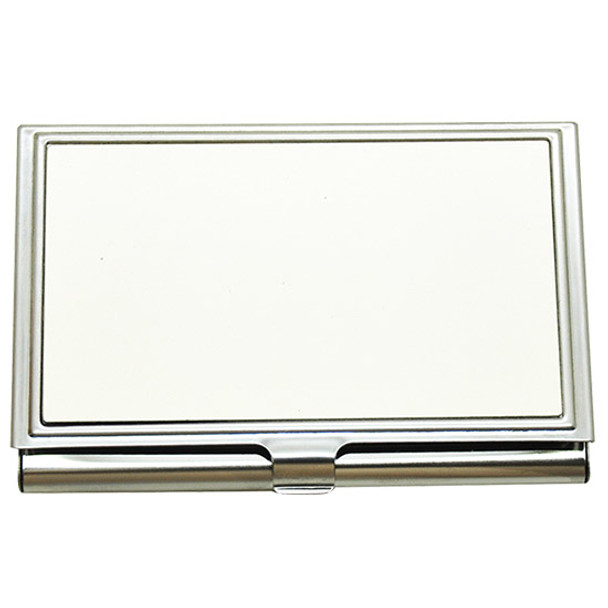 Silver engravable, two tone business card holder