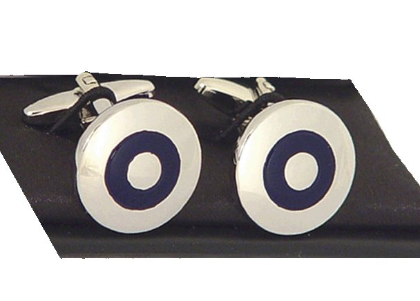 Silver and Blue Round two tone cufflinks