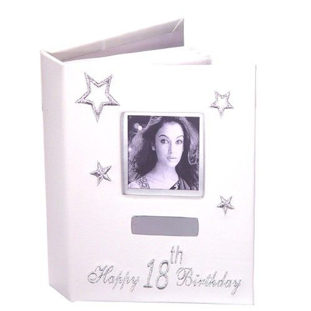 18th birthday white leather photo album photo space and engravable plaque