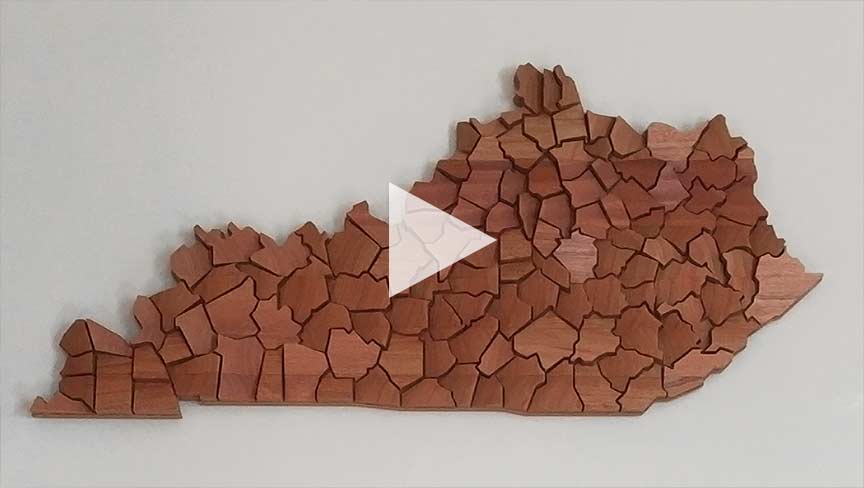 3D Carved Wood Map of Kentucky Counties Using Amana Tool CNC Router Bits & Carbide Tipped Saw Blade