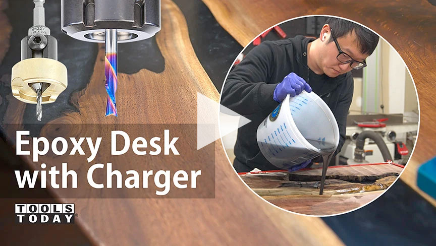 Epoxy Desk with Charger (Long)