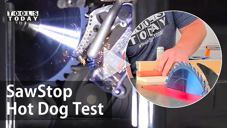 Prueba de la perrita caliente SawStop | ToolsToday