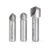 Amana Tool AMS-147 3-Pc Carbide Tipped V-Groove 90, 108 and 135 Deg. Angles for Double Edge Folding Aluminum Composite Material (ACM) Panels, 1/2 Inch SHK Router Bit Collection