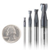 Amana Tool AMS-154 4-Pack Spiral 1/8, 3/16, 1/4, and 3/8 D, Stainless Steel & Non-Ferrous Metal Cutting with AlTiN Coating Upcut Router Bit / 45 Deg Corner Chamfer End Mill