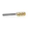 Amana Tool BURS-124NF Radius Cylinder SC Head 1/2 D x 1 CH x 1/4 SHK x 2-3/4 Inch Long ZrN Coated Double Cut SC Burr Bit