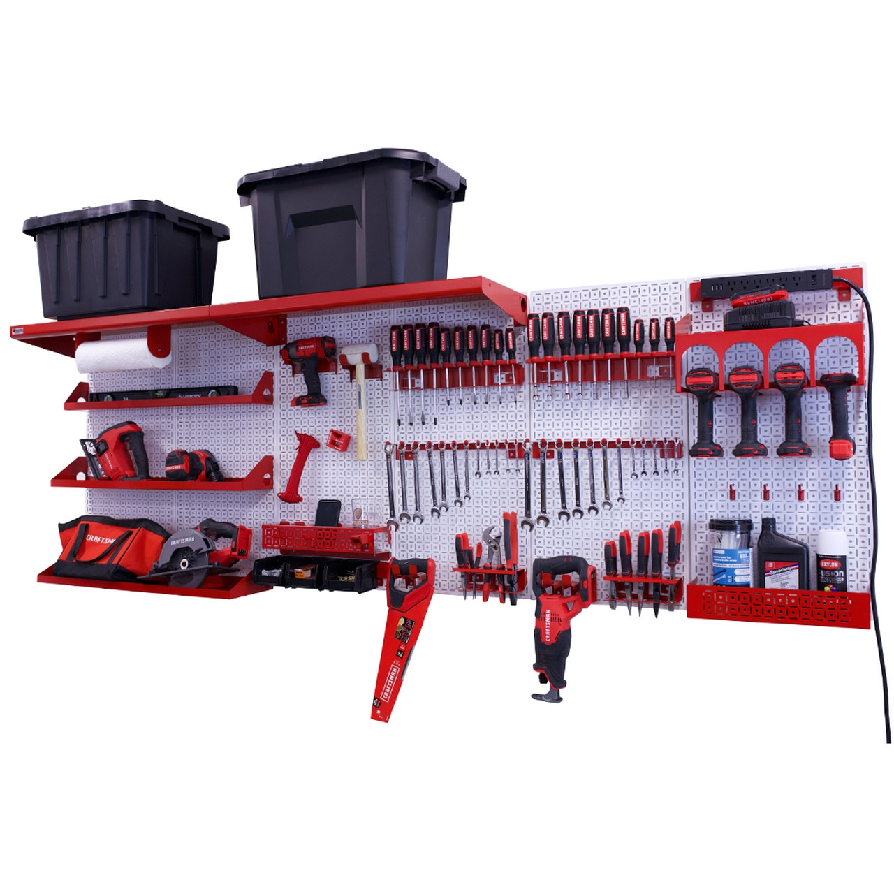 OmniWall Weekend Warrior Ultimate Tool Kit- Panel Color: White Accessory Color: Red