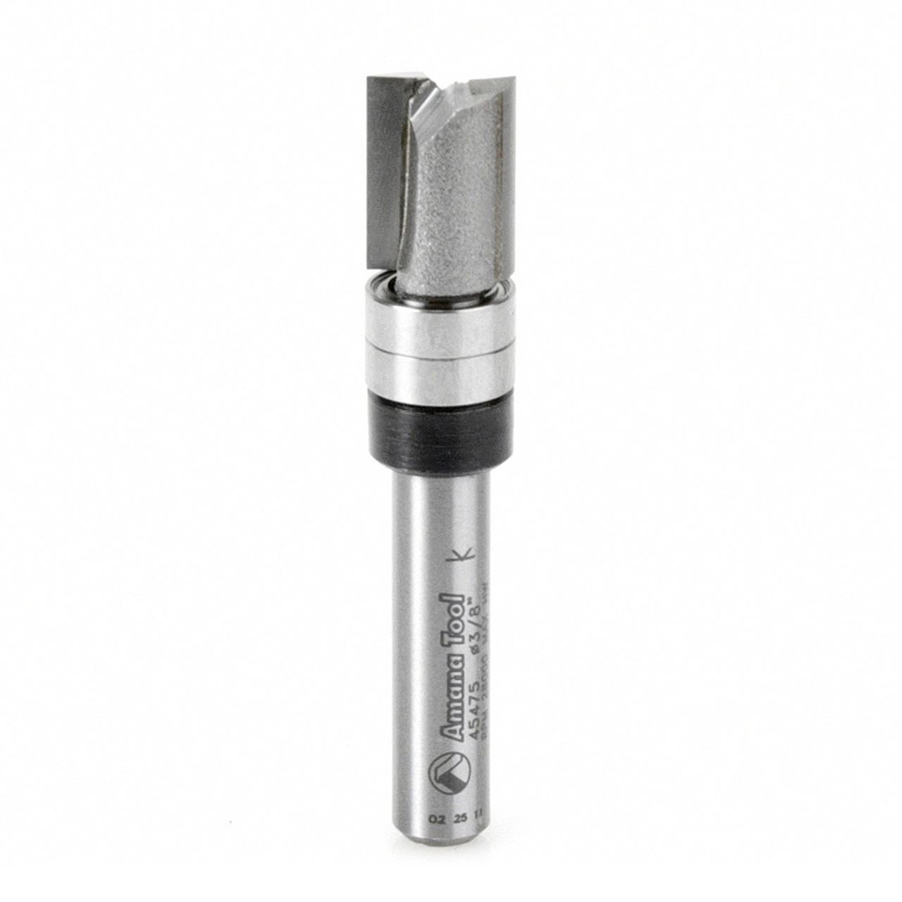 Amana Tool 45475 Carbide Tipped Flush Trim Plunge Template 3/8 D x 1/2 CH x  1/4 Inch SHK w/ 2 Upper Ball Bearings Router Bit