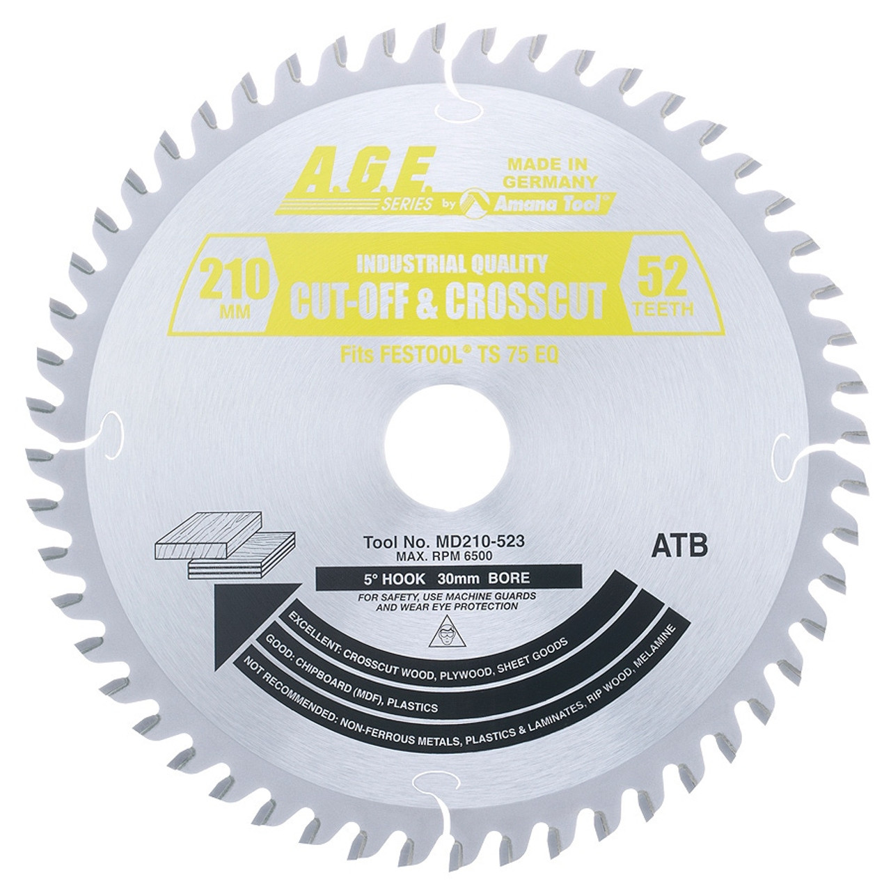 Festool Track Saw Blade 210mm 52T Fine Crosscut - AGE MD210-523