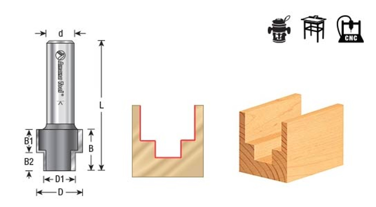 Stepped rabbet router bit best sale