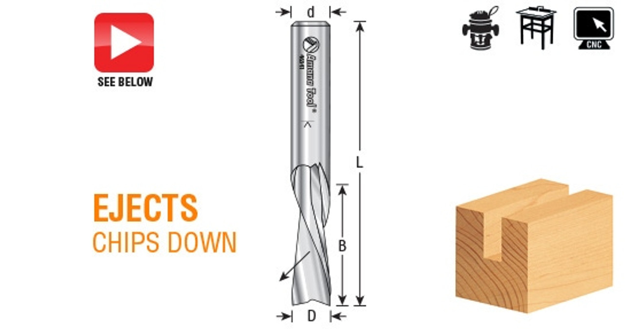 Downcut Spiral Router Bits - Solid Wood Plunge Cutting Tools