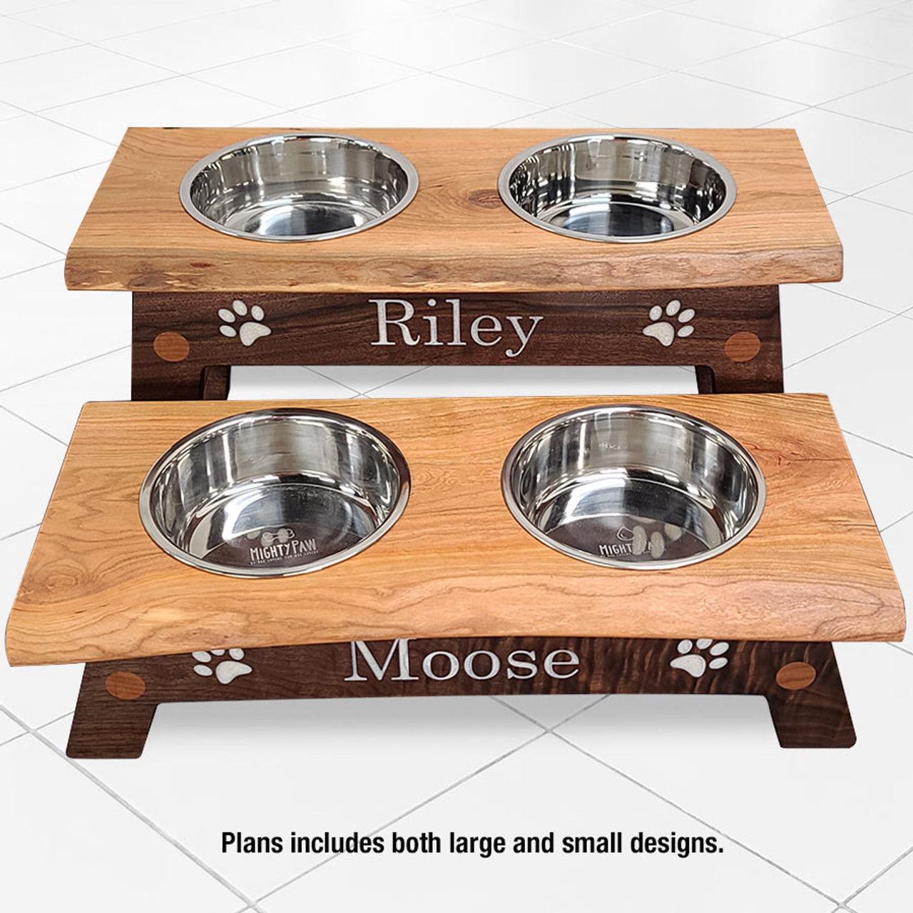 Dog Bowl Stand CNC Plans, Includes Two Sizes, Downloadable and Customizable