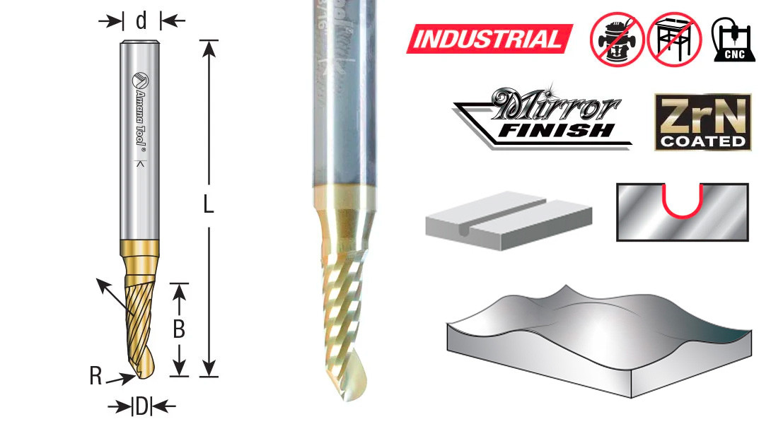 Aluminum CNC Router Bit - Amana Tool 51878-Z Up-Cut Spiral