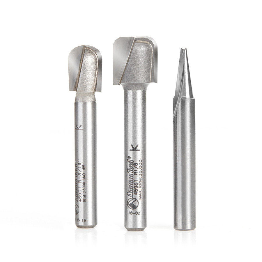 Amana Tool CNC-Fräser-Set, 5-teilig – Für Schilder, Alu, Holz & Kunststoff, Mit Spectra-Beschichtung
